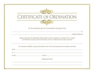 081407008851 Certificate Of Ordination Minister