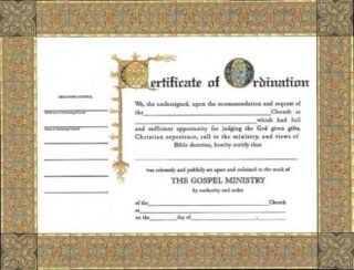 9780805404555 Certificate Of Ordination Minister