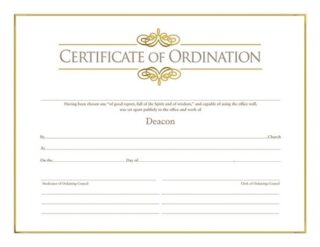 081407008837 Certificate Of Ordination Deacon