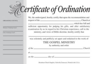 9780805472806 Certificate Of Ordination Minister Billfold